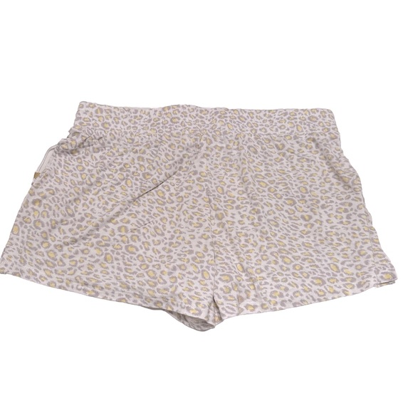 PJ Salvage Soft Pajama Short Ivory Yellow Gray Cheetah Drawstring Women Size M - Picture 2 of 7